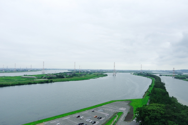 ３本の大きい川の川沿いの風景